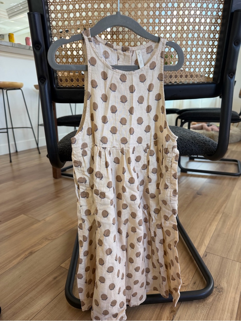 Rylee + Cru Beige Dress with Brown Dot Print